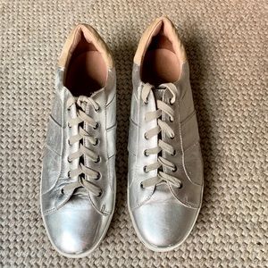 JOIE SILVER LEATHER SNEAKERS